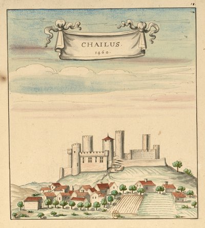 Château de Châlus in 1460 by Louis Boudan